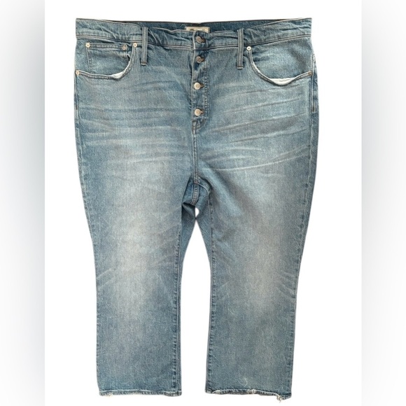 Madewell Cali~Demi Boot Cut Button Fly Crop Stretch Jean Sz 36X26” Med Wash - Picture 1 of 12